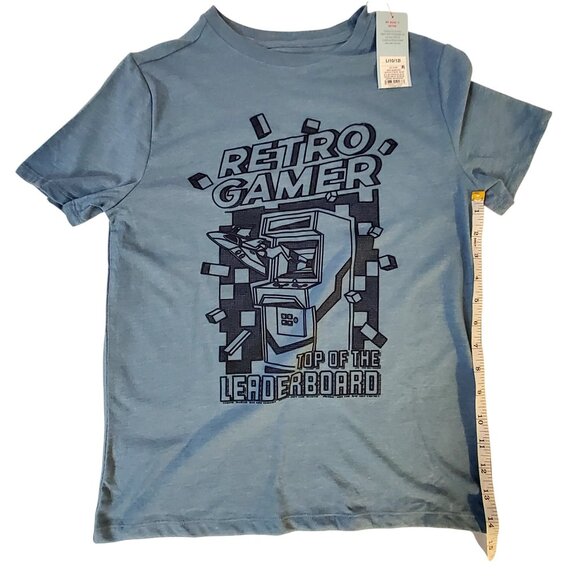 Retro Gamer Kids T-Shirt L 10/12 Cat & Jack Blue Cotton/Polyester Crew neck - Picture 5 of 6
